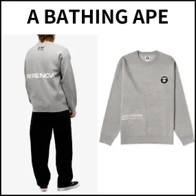 A BATHING APE  |Crew Neck Unisex Wool Street Style Long Sleeves Plain