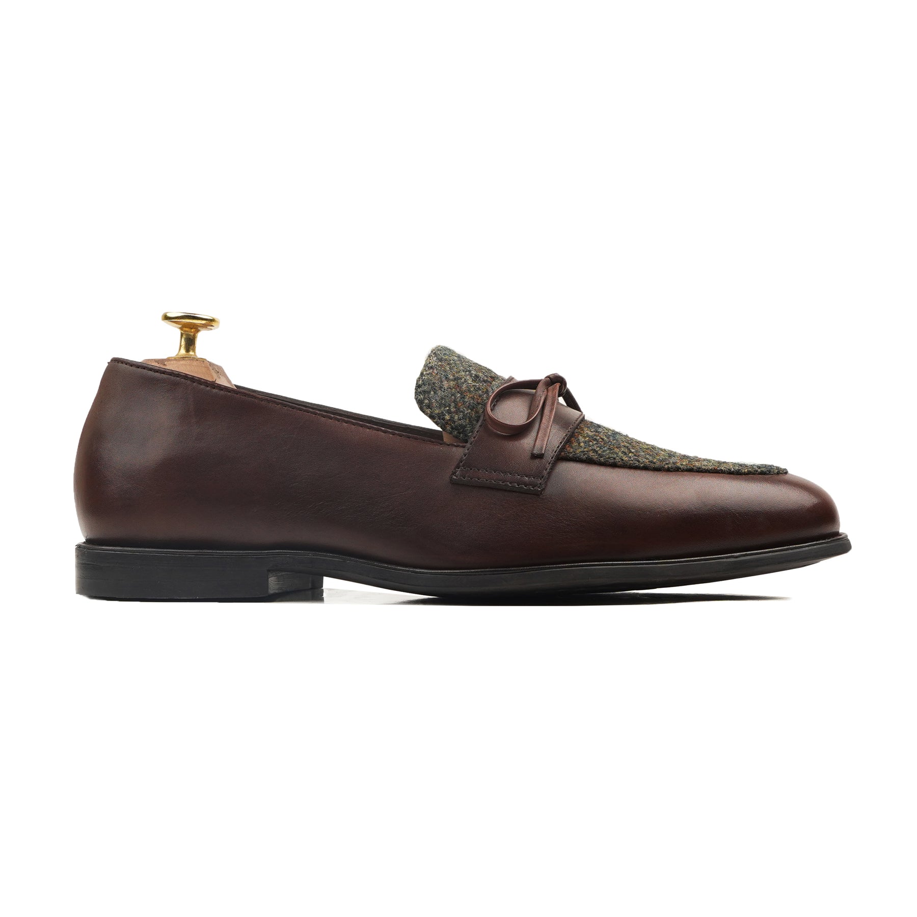 Aber - Men's Brown Calf Leather and Harris Tweed Loafer