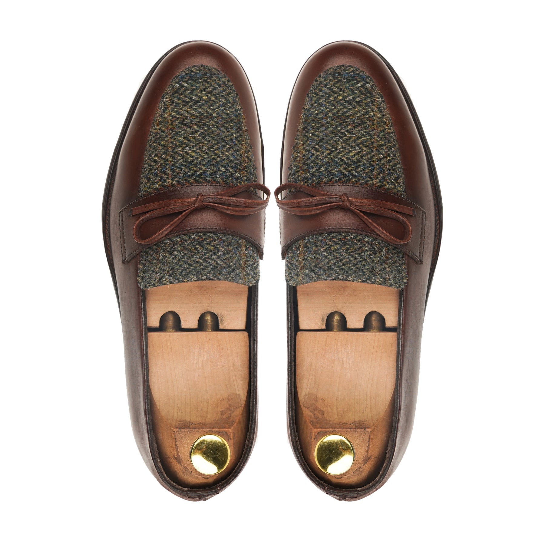 Aber - Men's Brown Calf Leather and Harris Tweed Loafer