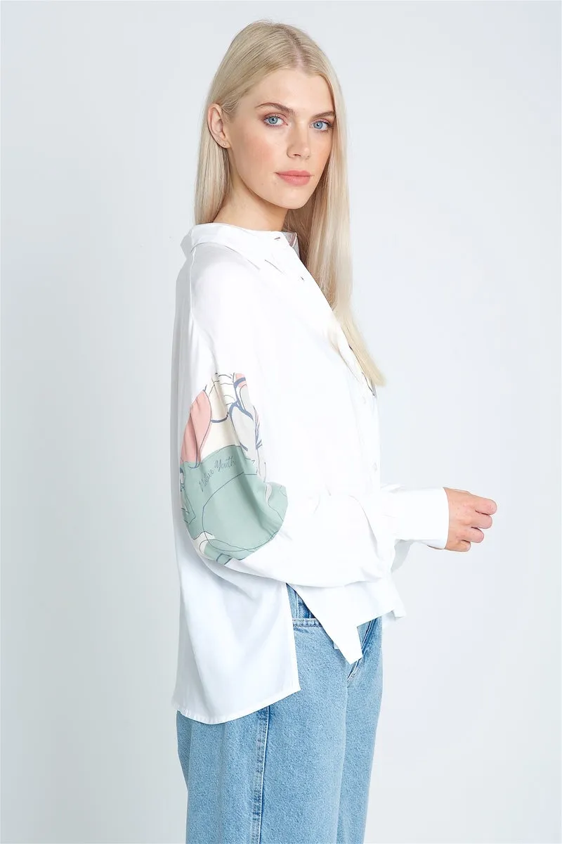 ABSTRACT LINEAR PRINT BLOUSE