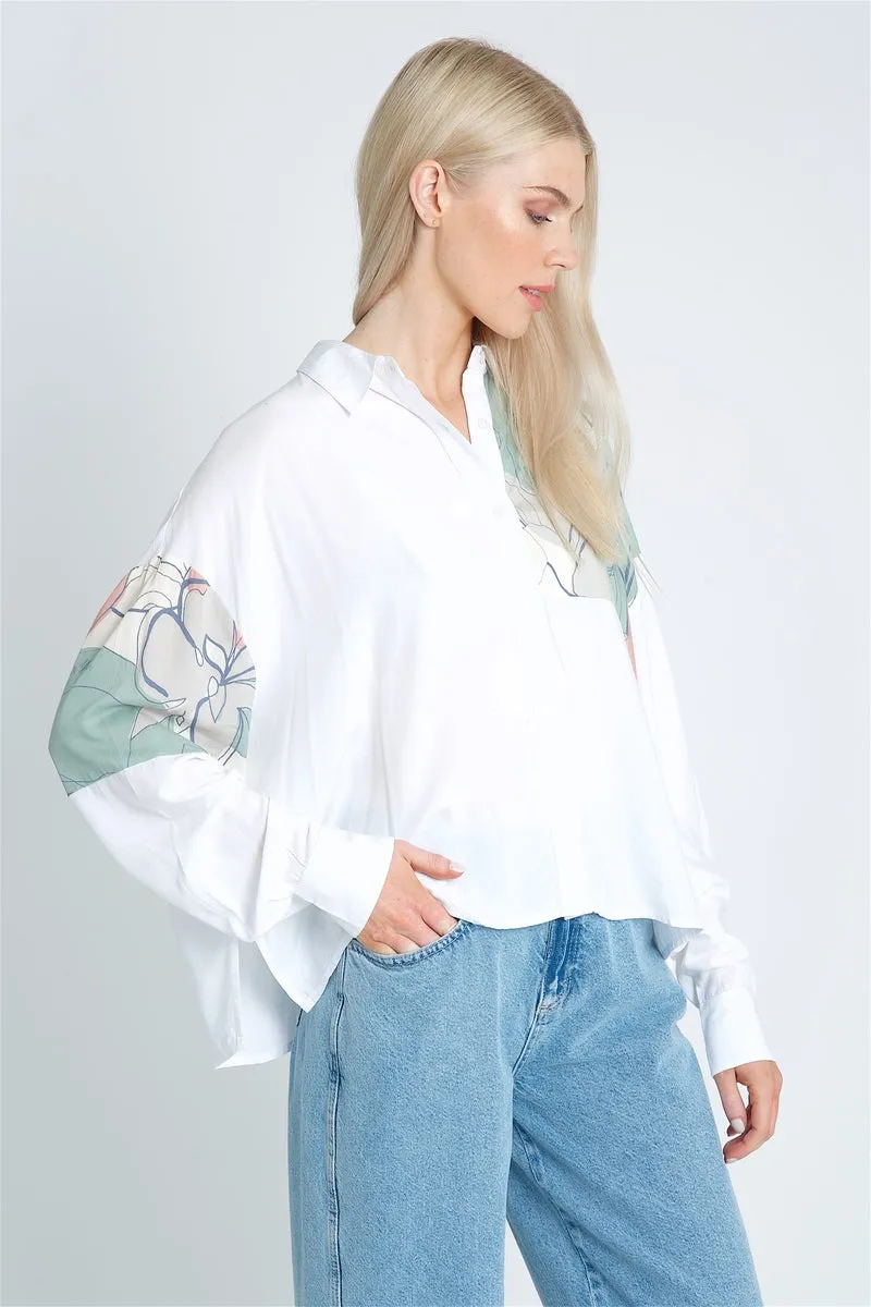 ABSTRACT LINEAR PRINT BLOUSE