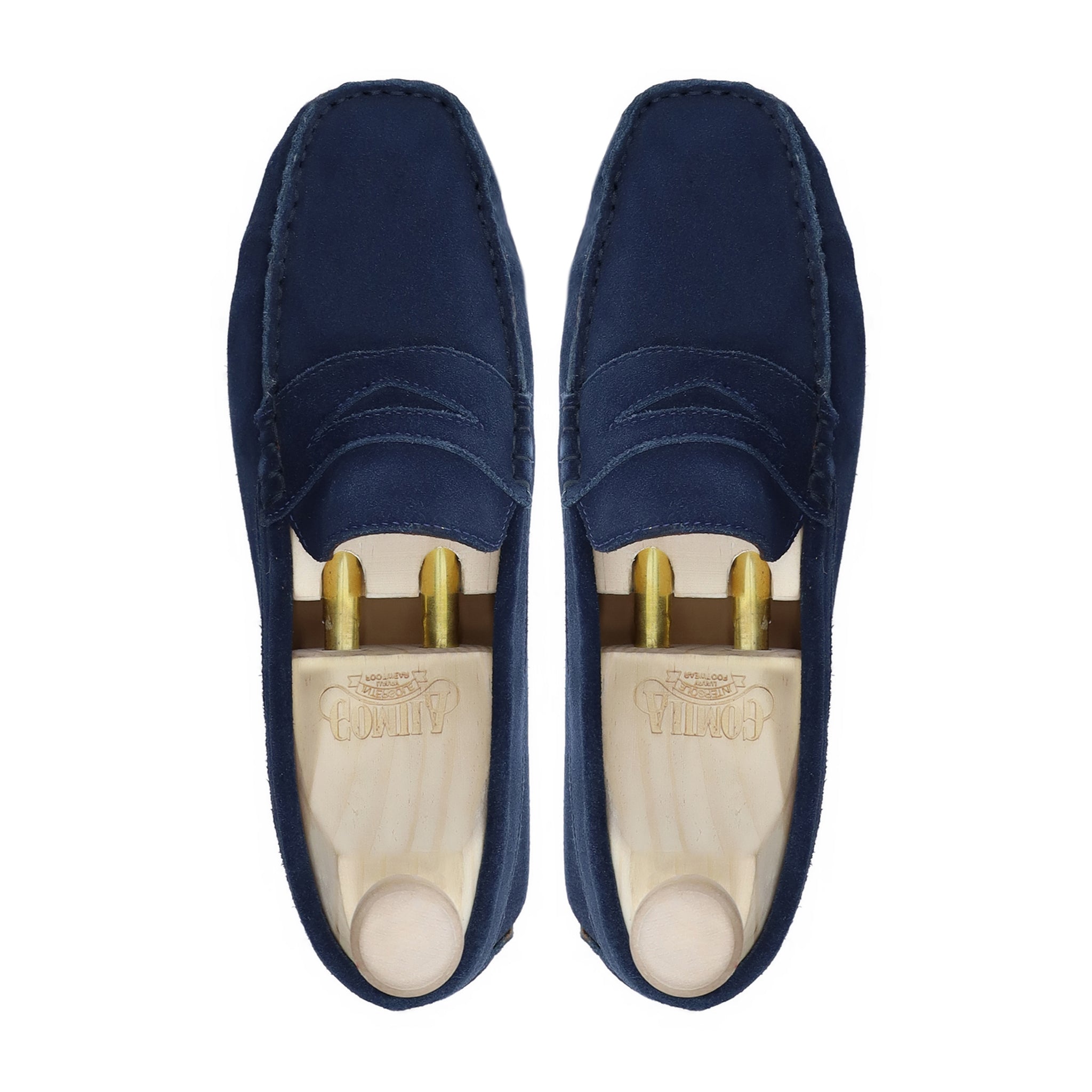 Adan - Men's Dark Blue Kid Suede Driver Shoe