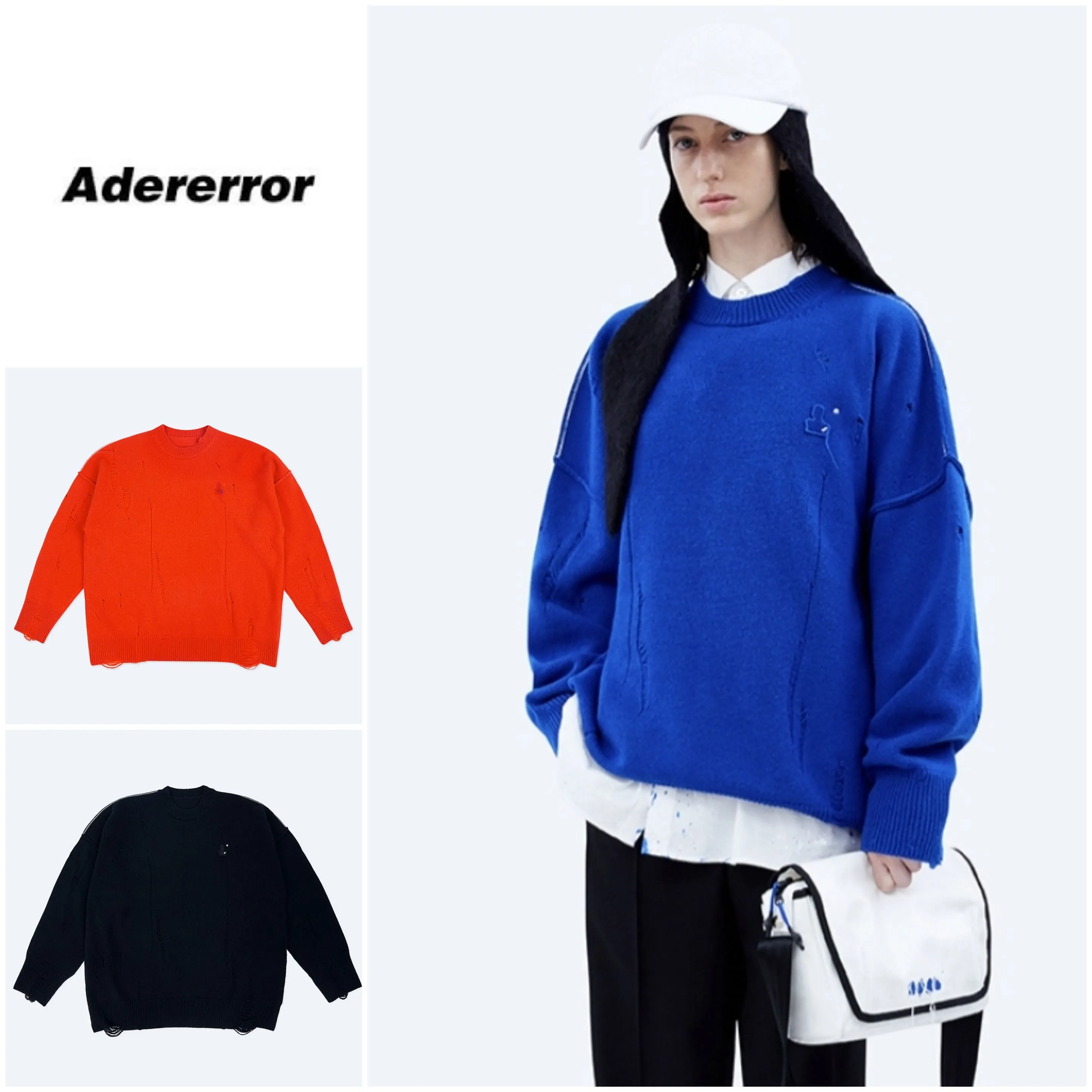 ADERERROR  |Unisex Street Style Long Sleeves Plain Logo Sweaters