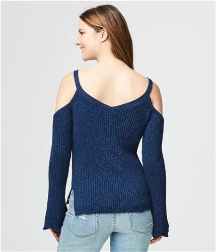 Aeropostale Womens Cold Shoulder Textured Pullover Sweater