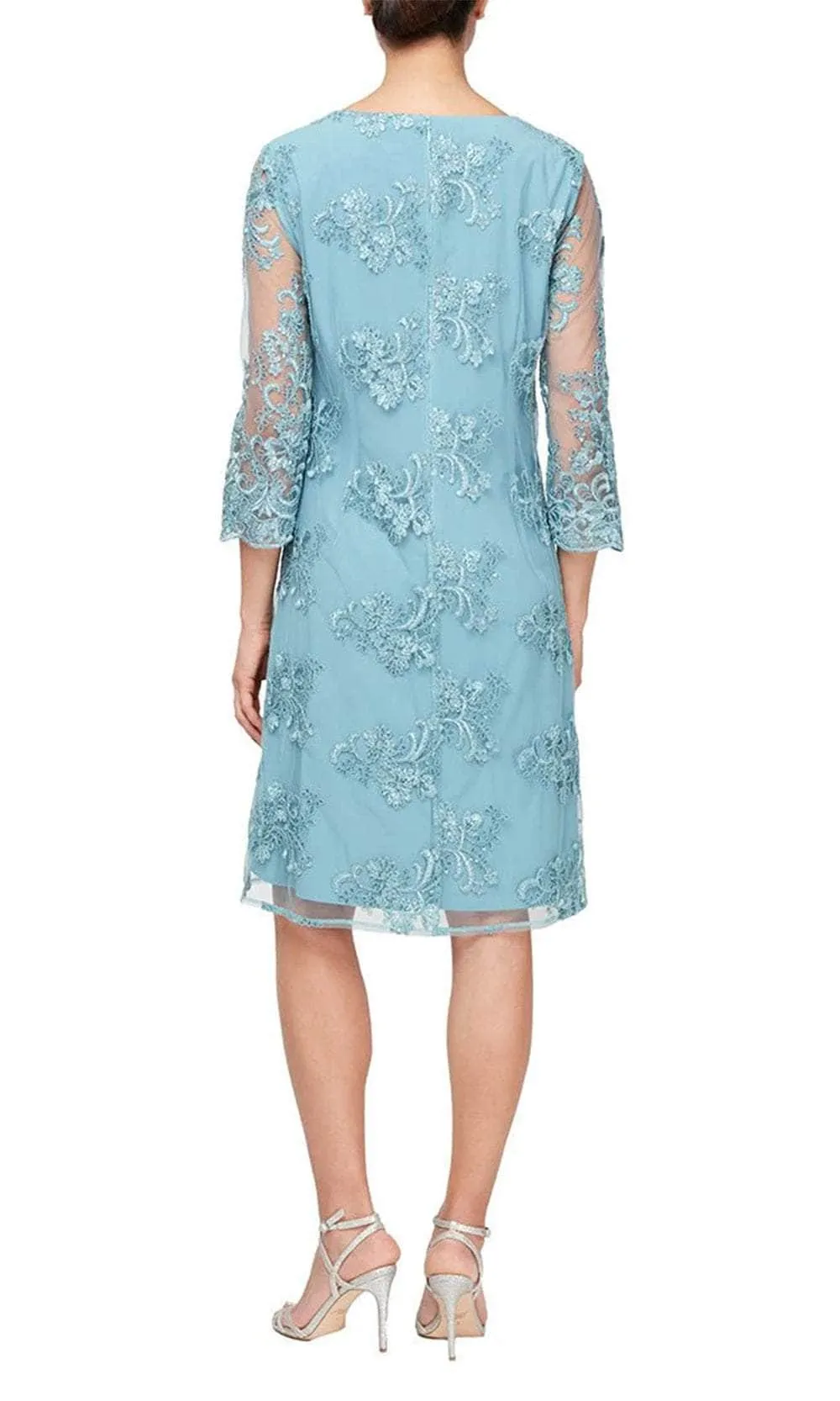 Alex Evenings 81171640 - Quarter Sleeve Embroidered Dress