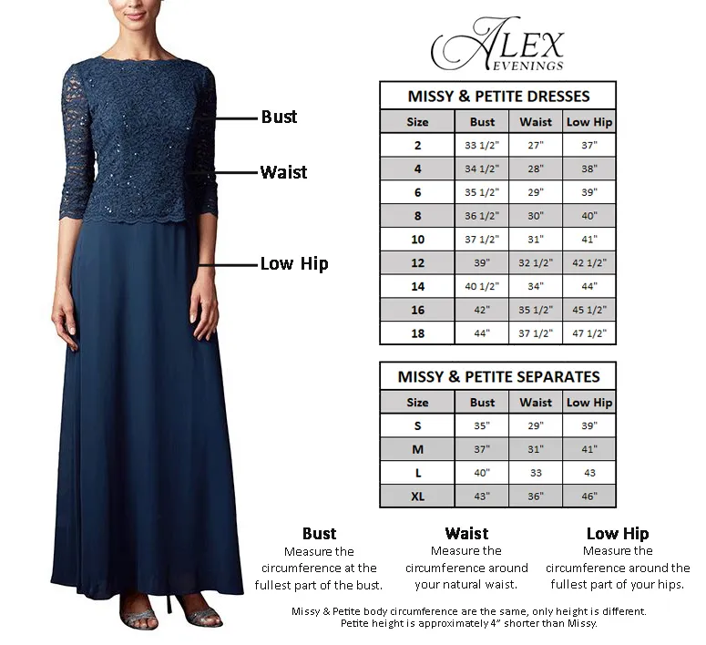 Alex Evenings Long Sequins Lace Dress