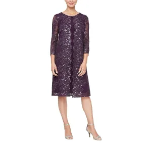 Alex Evenings Short Embroidered Mock Jacket Dress