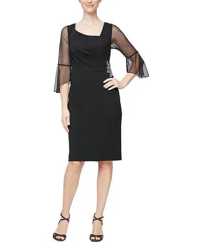 Alex Evenings Womens Embellished Sheath Sheath Dress