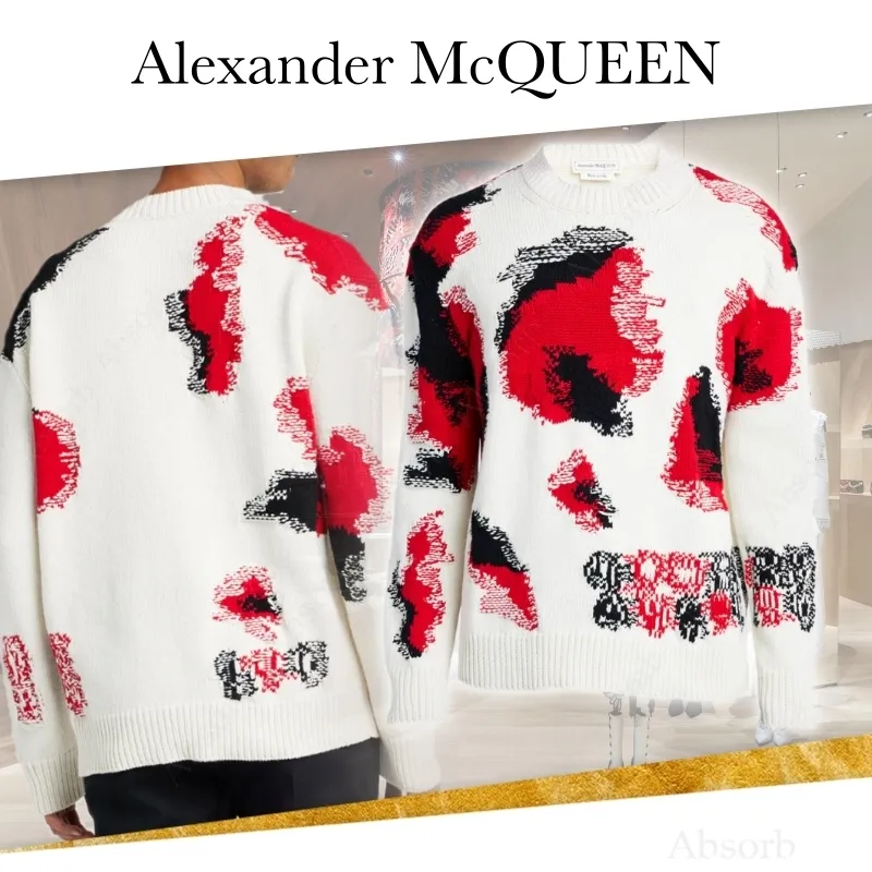 alexander mcqueen  |Crew Neck Wool Street Style Long Sleeves Cotton Oversized