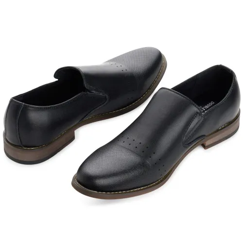 Alpine Swiss Double Diamond Mens Leather Slip-On Loafers Dress Shoes