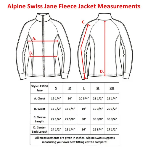 Alpine Swiss Jane Womens Full Zip Soft Polar Fleece Jacket