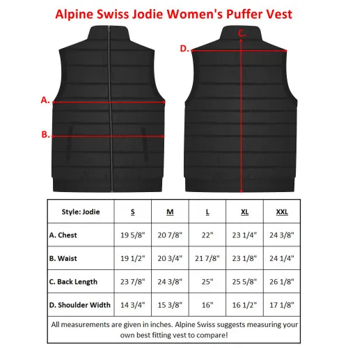 Alpine Swiss Jodie Womens Puffer Vest Lightweight Packable Down Alternative Vest Jacket