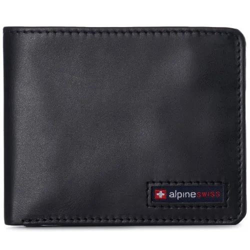 Alpine Swiss Mens Spencer RFID Leather Wallet & Warm Soft Scarf Gift Set