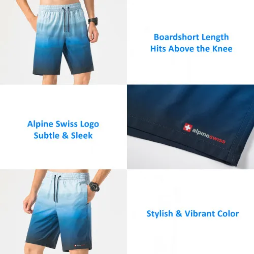 Alpine Swiss Mens Swim Shorts Beach Trunks Boardshorts Volley Shorts Quick Dry Swimwear