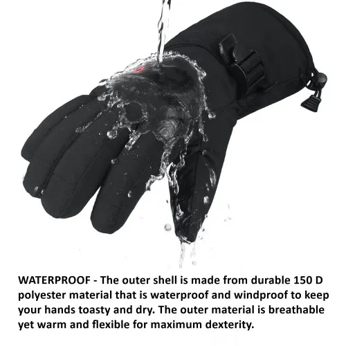 Alpine Swiss Mens Waterproof Gauntlet Ski Gloves Winter Sport Snow Board Windproof 3M Thinsulate