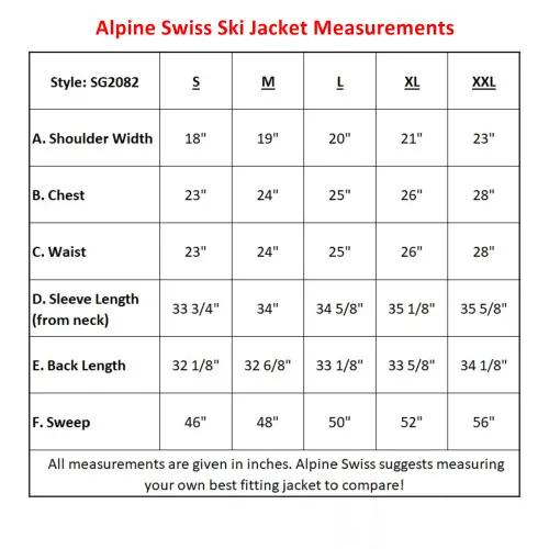 Alpine Swiss Mens Waterproof Ski Jacket Hooded Snowboarding Coat Warm Winter Snow Jacket Raincoat