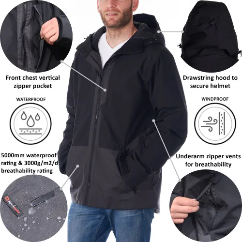 Alpine Swiss Mens Waterproof Ski Jacket Hooded Snowboarding Coat Warm Winter Snow Jacket Raincoat