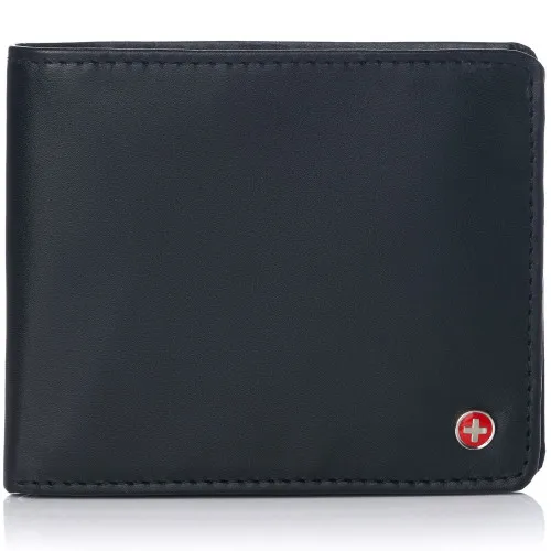 Alpine Swiss RFID Mathias Mens Wallet Deluxe Capacity Passcase Bifold With Divided Bill Section