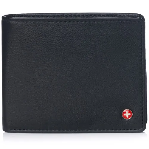 Alpine Swiss RFID Mathias Mens Wallet Deluxe Capacity Passcase Bifold With Divided Bill Section