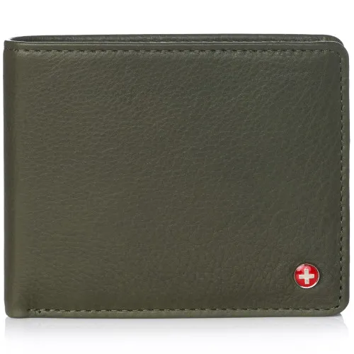 Alpine Swiss RFID Mathias Mens Wallet Deluxe Capacity Passcase Bifold With Divided Bill Section