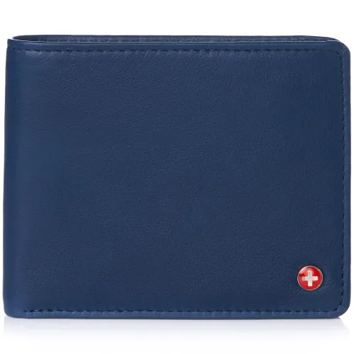 Alpine Swiss RFID Mathias Mens Wallet Deluxe Capacity Passcase Bifold With Divided Bill Section