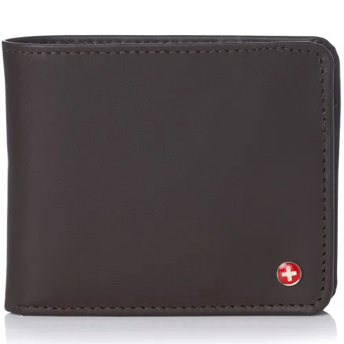 Alpine Swiss RFID Mathias Mens Wallet Deluxe Capacity Passcase Bifold With Divided Bill Section