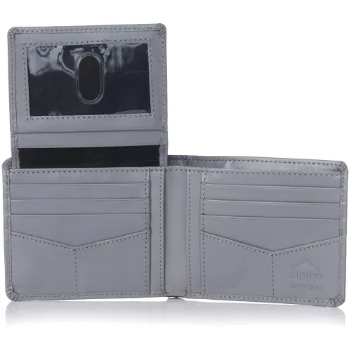 Alpine Swiss RFID Mathias Mens Wallet Deluxe Capacity Passcase Bifold With Divided Bill Section