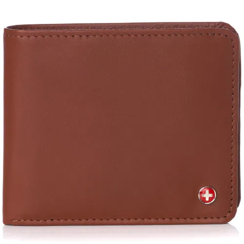 Alpine Swiss RFID Mathias Mens Wallet Deluxe Capacity Passcase Bifold With Divided Bill Section