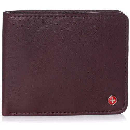 Alpine Swiss RFID Mathias Mens Wallet Deluxe Capacity Passcase Bifold With Divided Bill Section