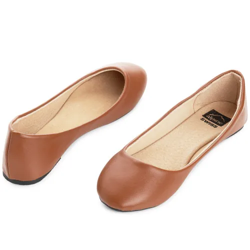 Alpine Swiss Womens Pierina Round Toe Ballet Flats