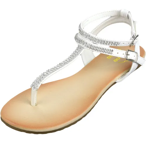 Alpine Swiss Womens Slingback T-Strap Rhinestone Ankle Strap Thong Sandals