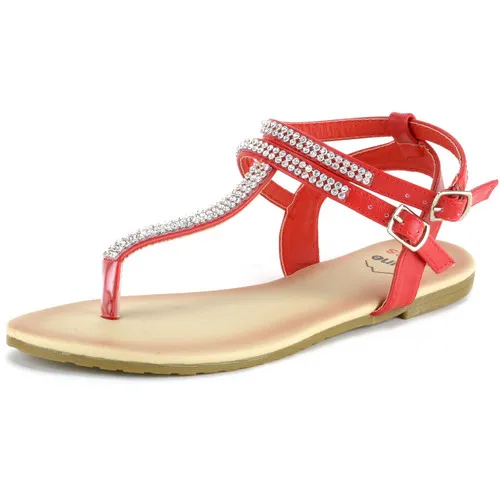 Alpine Swiss Womens Slingback T-Strap Rhinestone Ankle Strap Thong Sandals