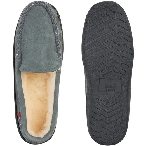 Alpine Swiss Yukon Mens Genuine Suede Shearling Slip On Moccasin Slippers