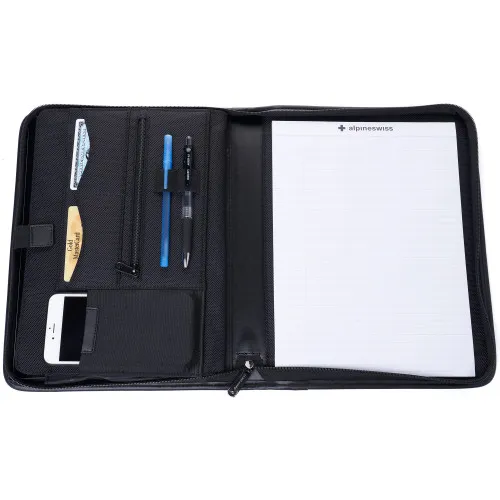 Alpine Swiss Zippered Writing Pad Business Organizer Portfolio with Tablet Sleeve