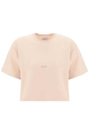 Autry boxy t-shirt with debossed logo TSPW581R PEONY ROSE