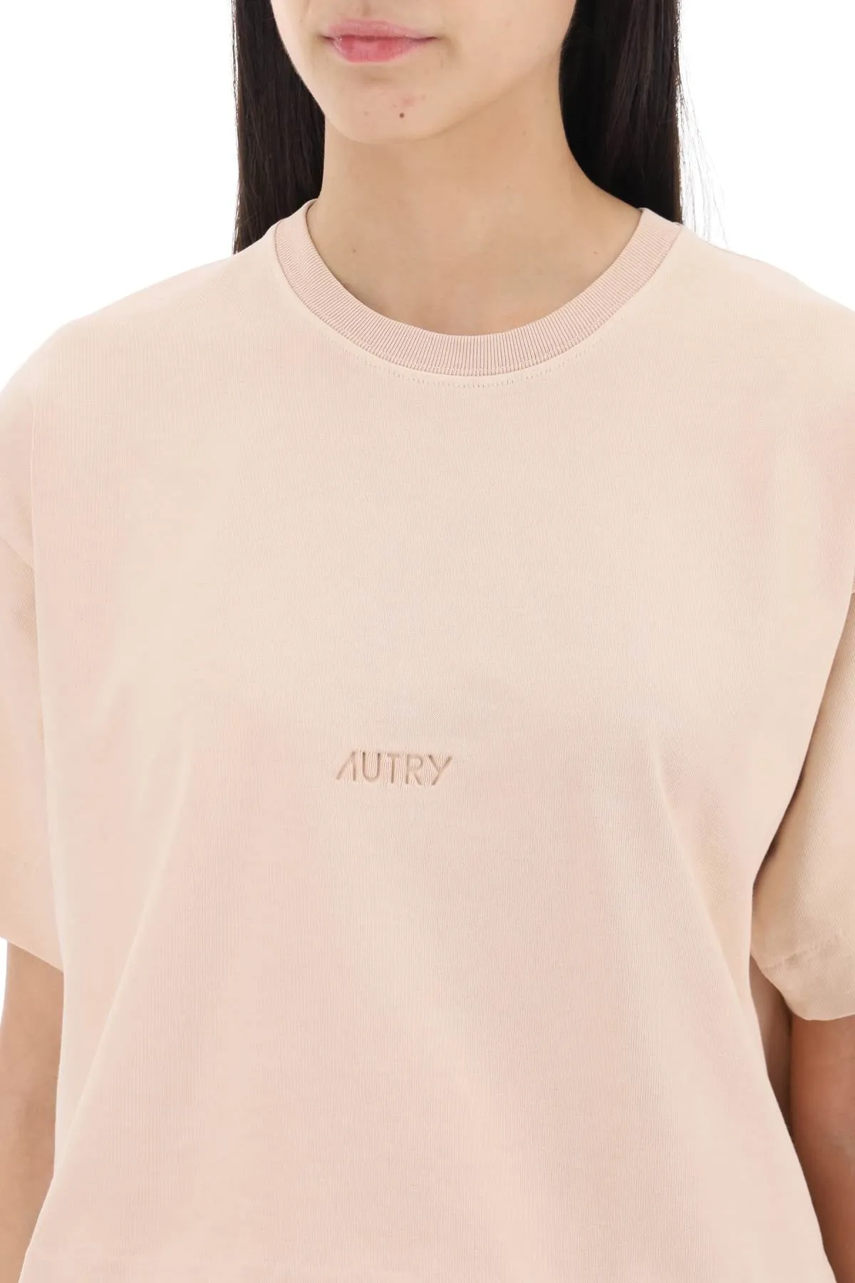 Autry boxy t-shirt with debossed logo TSPW581R PEONY ROSE