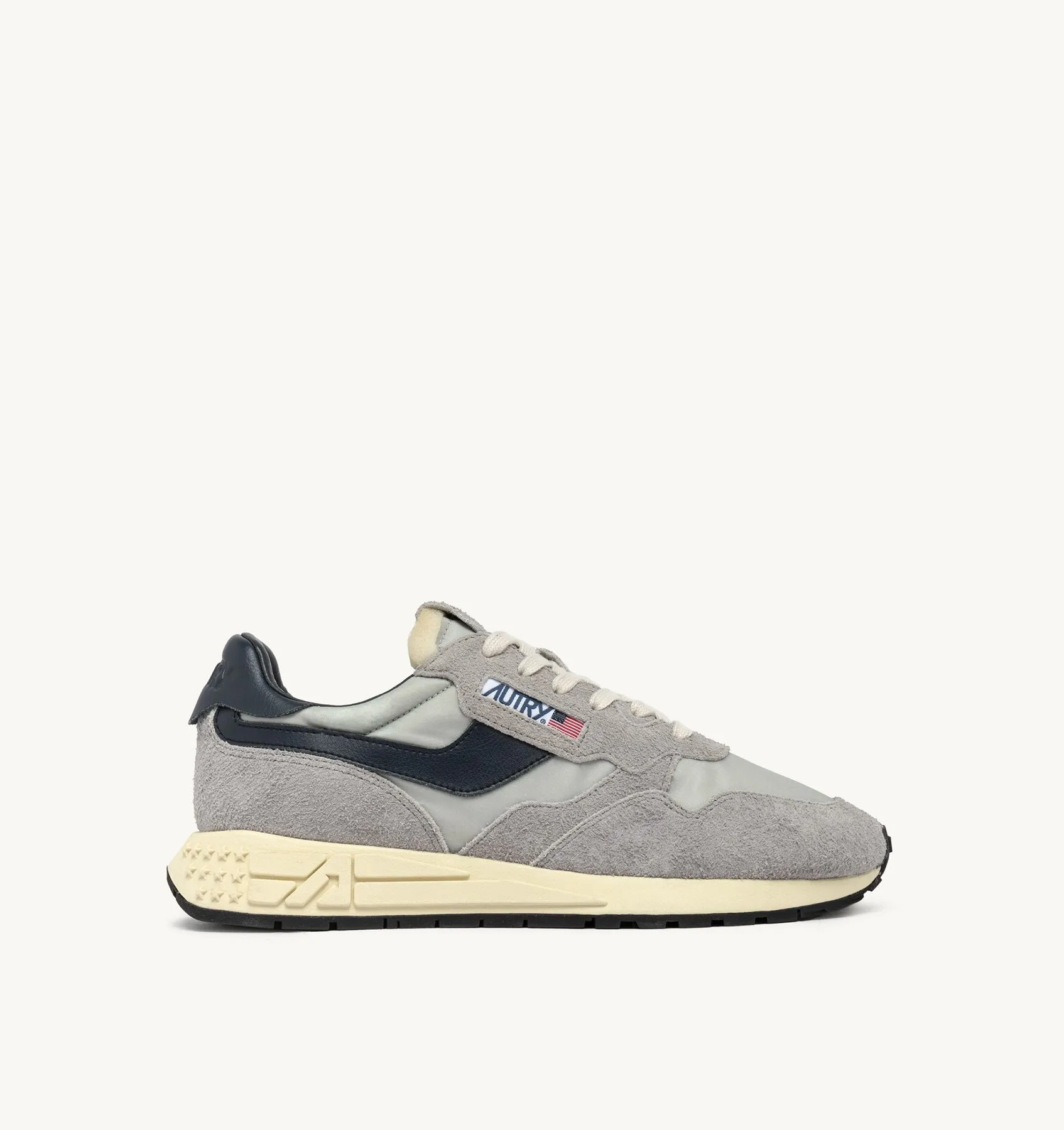 AUTRY NEW ARRIVALS MAN MAN  REELWIND LOW SNEAKERS IN GRAY AND SPACE NYLON AND SUEDE