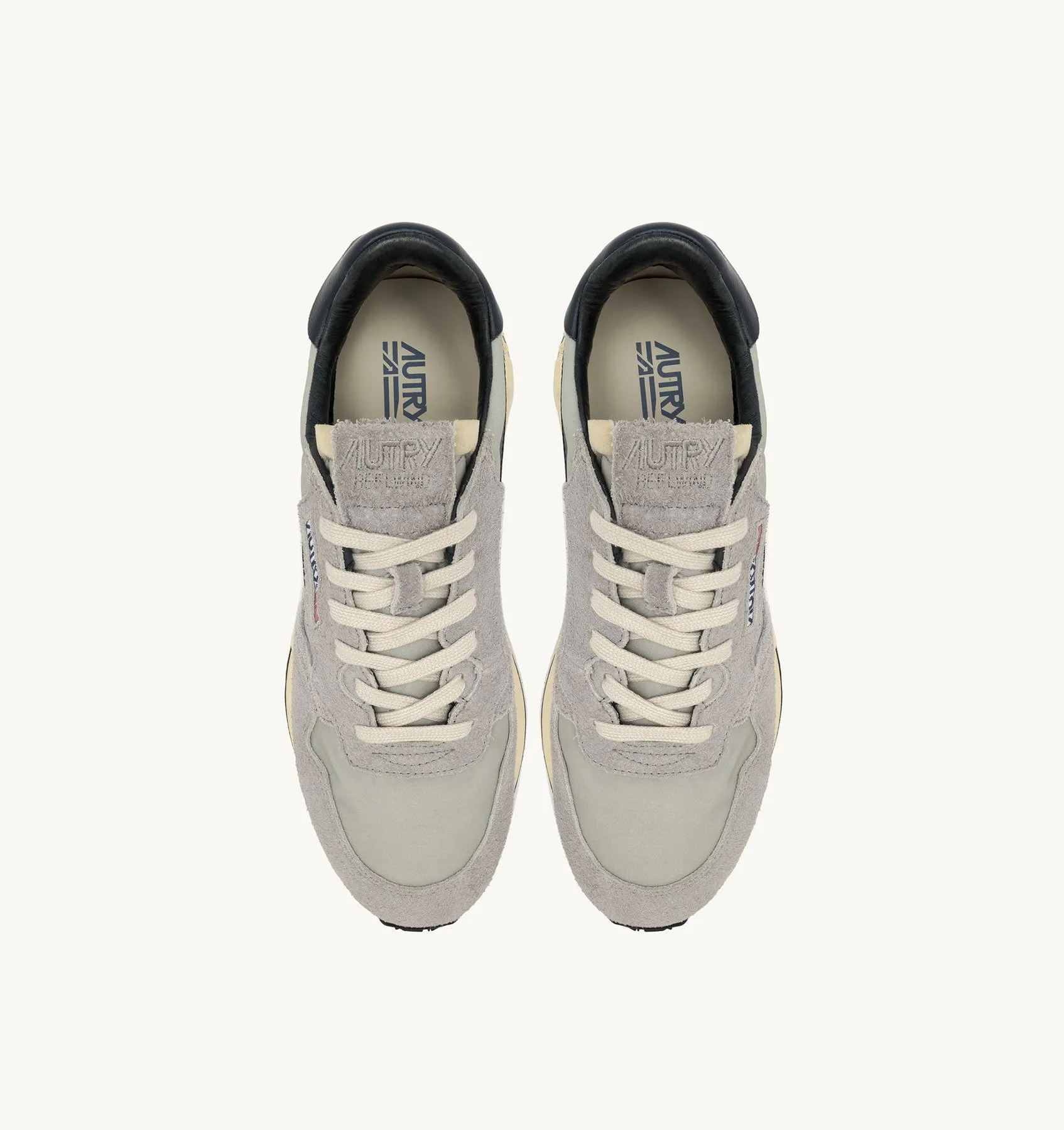 AUTRY NEW ARRIVALS MAN MAN  REELWIND LOW SNEAKERS IN GRAY AND SPACE NYLON AND SUEDE