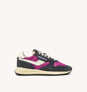 AUTRY NEW ARRIVALS WOMAN WOMAN  REELWIND LOW SNEAKERS IN FUCHSIA AND WHITE NYLON AND SUEDE