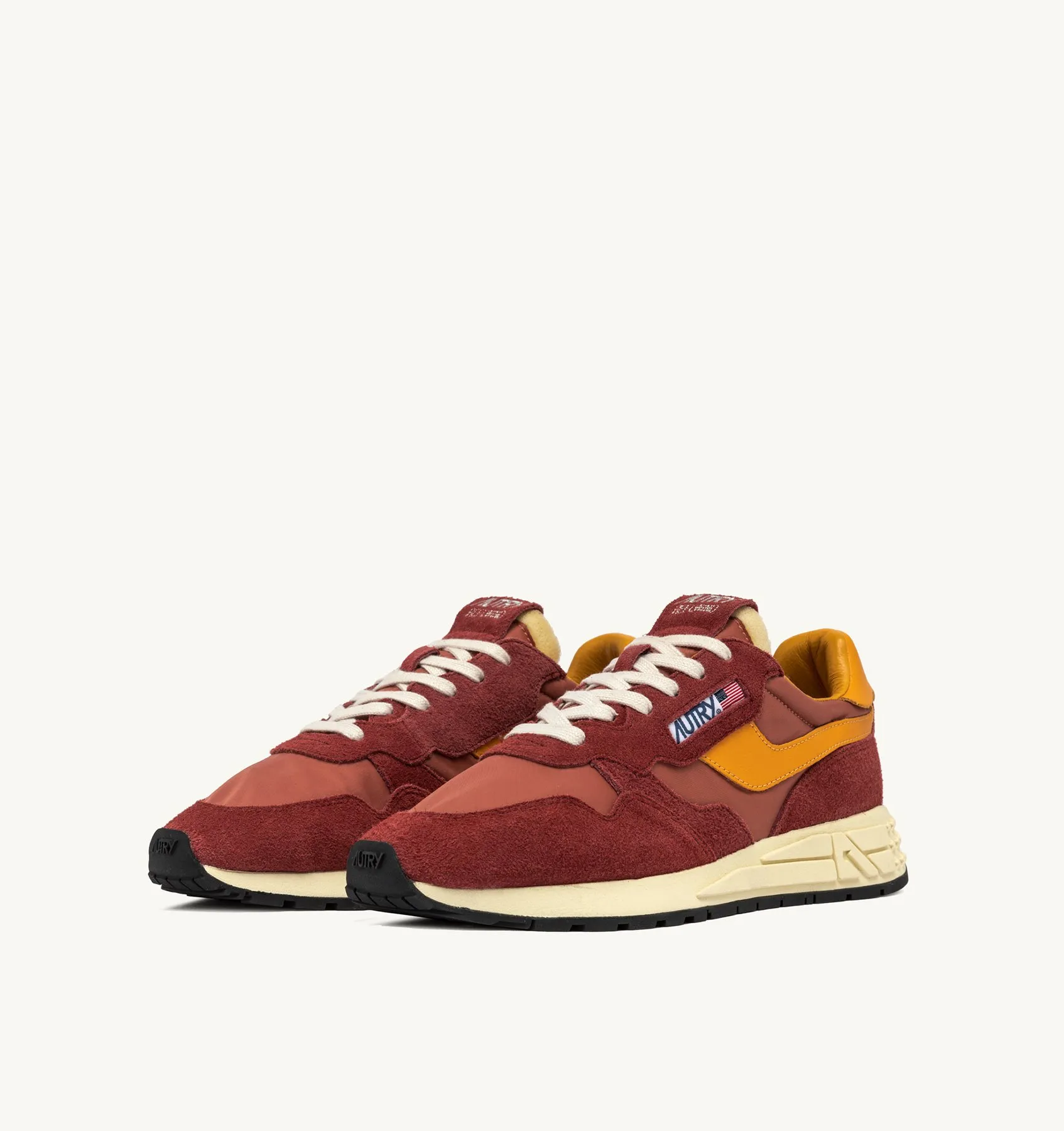 AUTRY NEW ARRIVALS WOMAN WOMAN  REELWIND LOW SNEAKERS IN ORANGE AND RED NYLON AND SUEDE