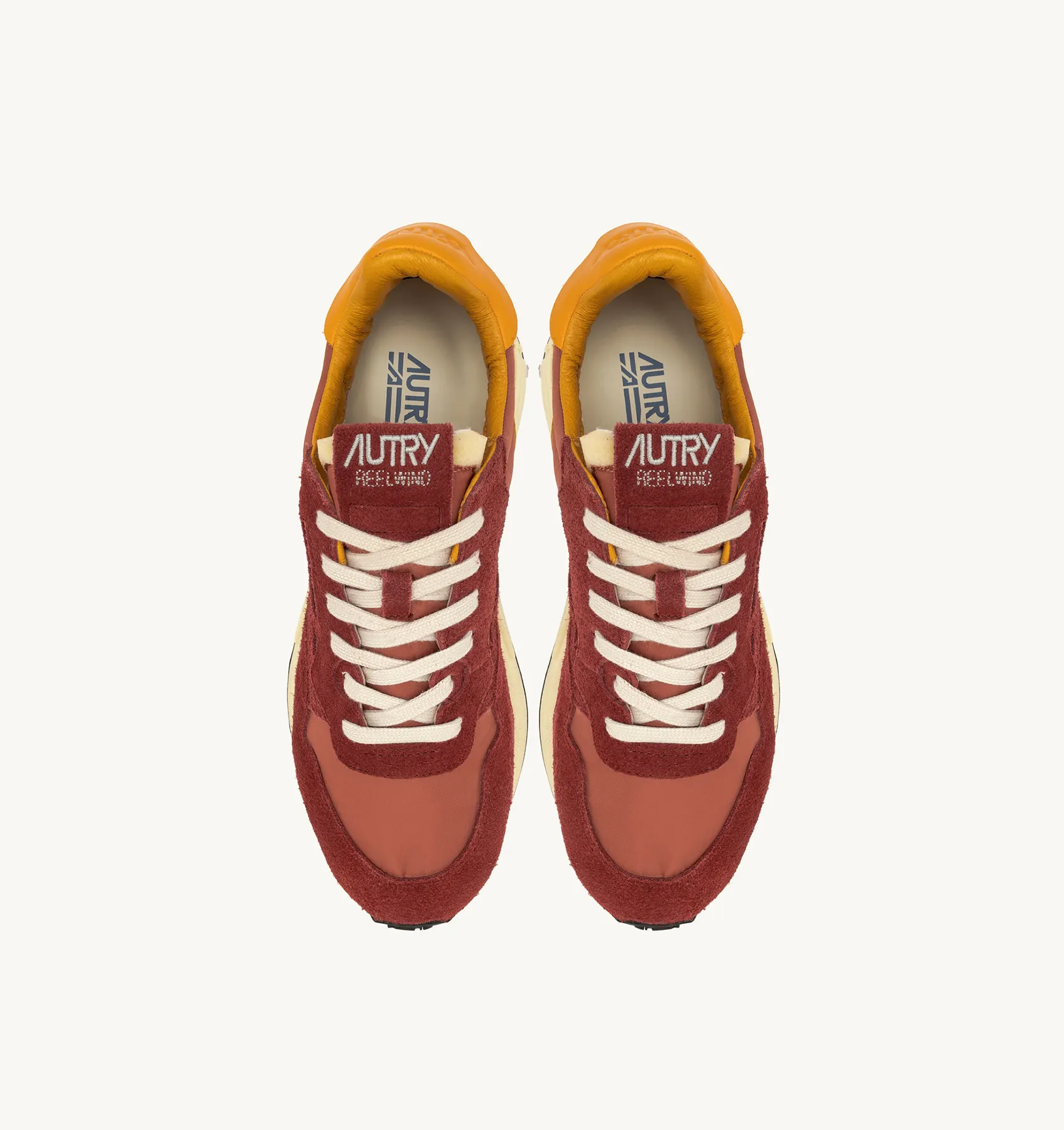 AUTRY NEW ARRIVALS WOMAN WOMAN  REELWIND LOW SNEAKERS IN ORANGE AND RED NYLON AND SUEDE