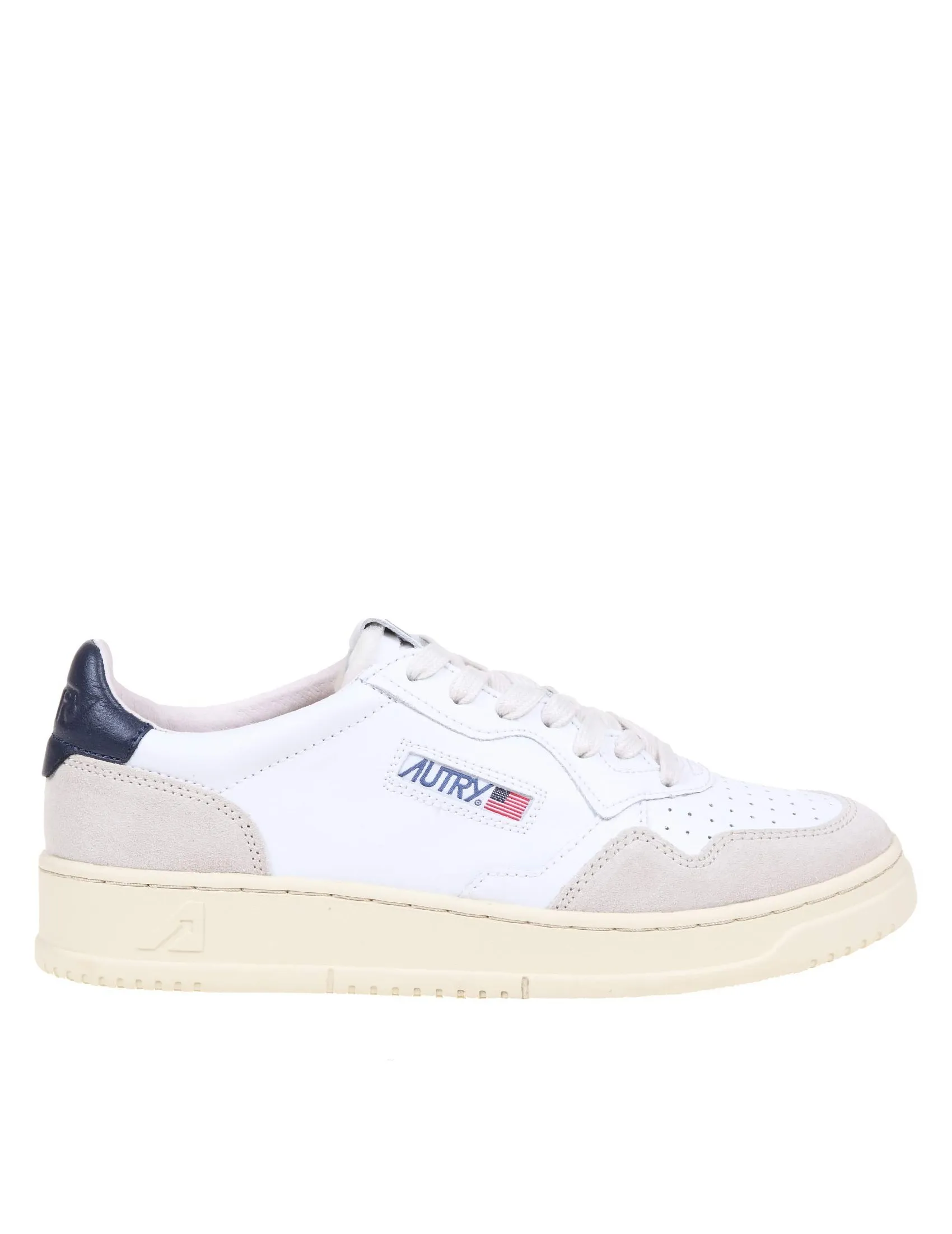 AUTRY SNEAKERS IN LEATHER AND SUEDE COLOR WHITE AND BLUE