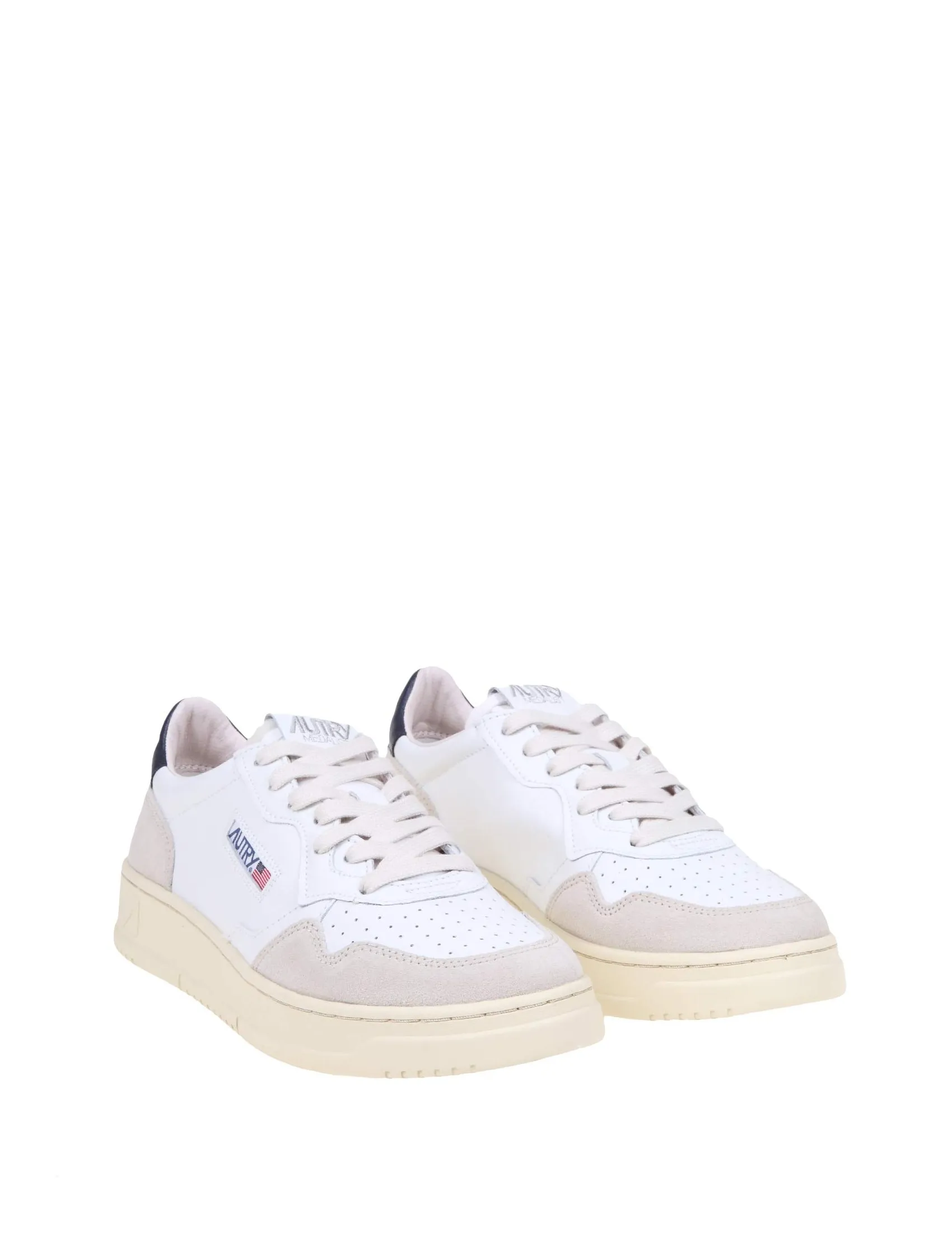 AUTRY SNEAKERS IN LEATHER AND SUEDE COLOR WHITE AND BLUE