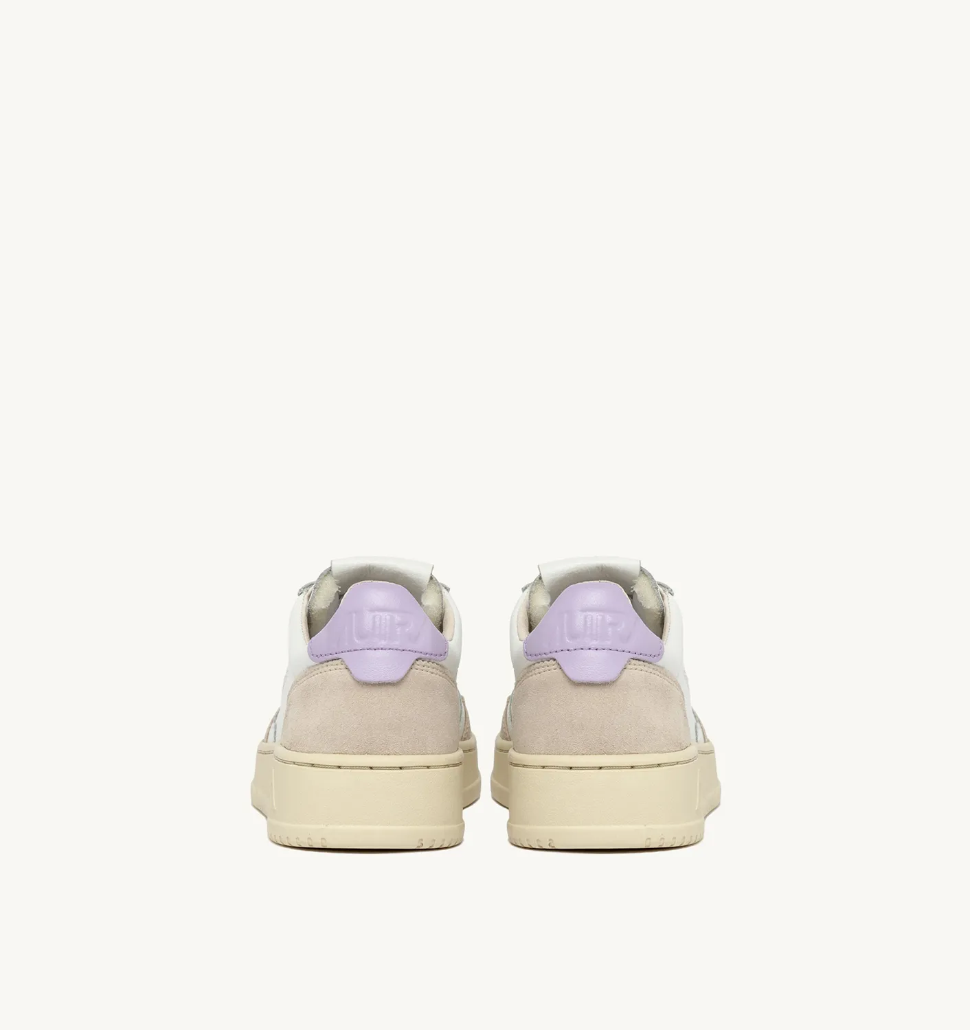 AUTRY SNEAKERS WOMANMEDALIST LOW SNEAKERS IN WHITE AND LILAC LEATHER AND BEIGE SUEDE