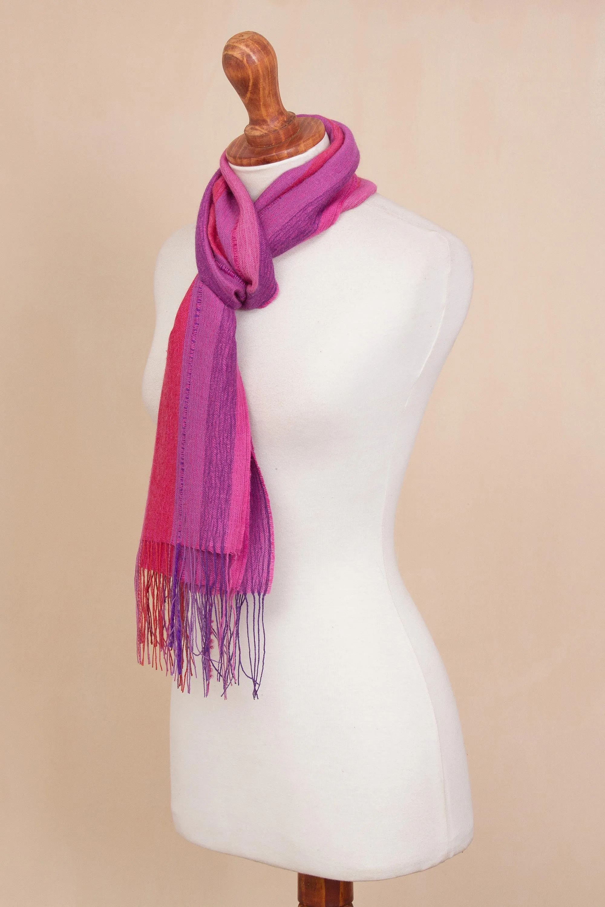 Begonia Pink & Purple Alpaca Scarf