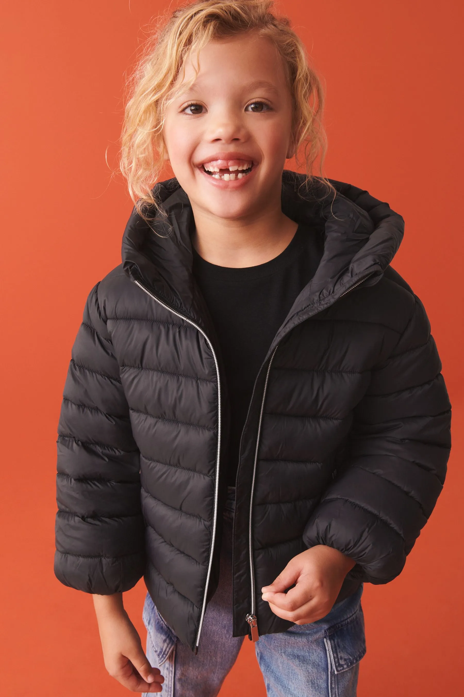 Black Shower Resistant Padded Coat (3-16yrs)