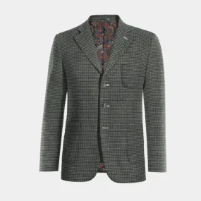  Blazer gris oscuro de tweed pata de gallo solapa ancha