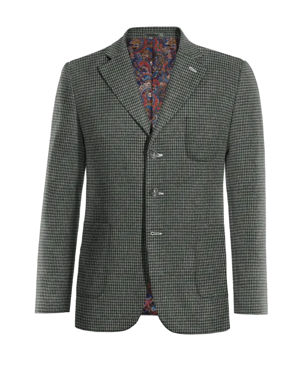  Blazer gris oscuro de tweed pata de gallo solapa ancha