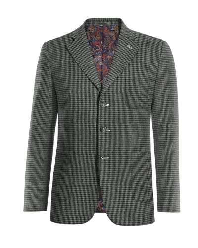  Blazer gris oscuro de tweed pata de gallo solapa ancha