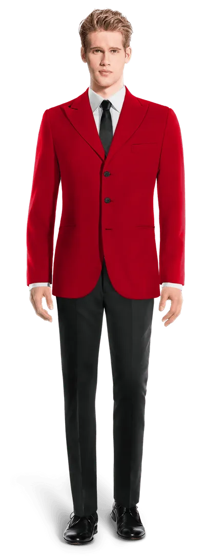  Blazer rojo intenso solapa en pico esencial de 3 botones